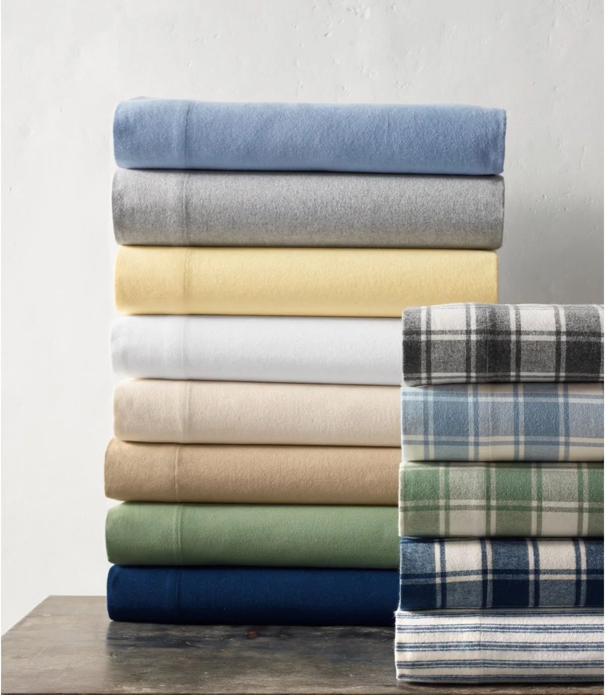 stack of flannel sheets