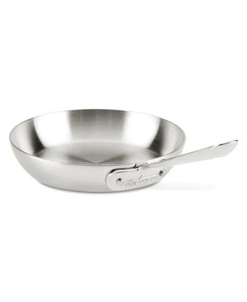 A stainless steel skillet