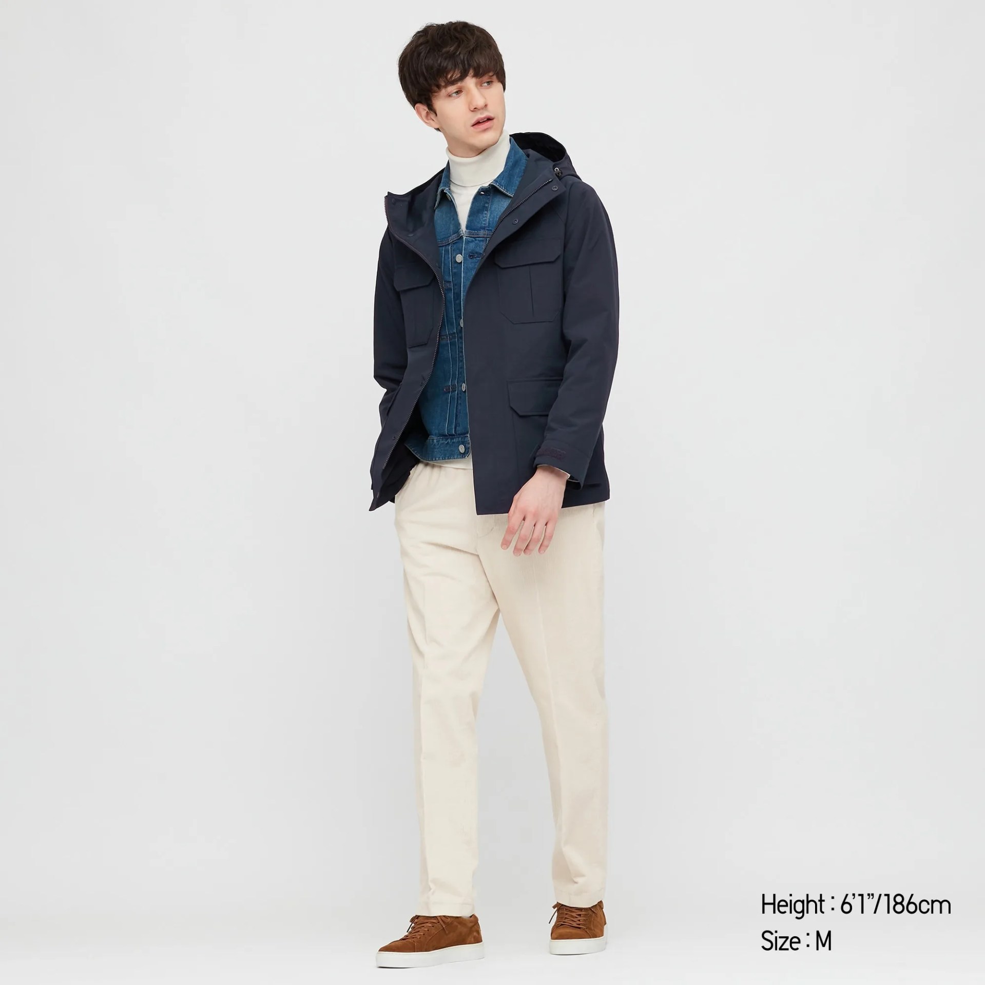 A model wearing a parka jacket