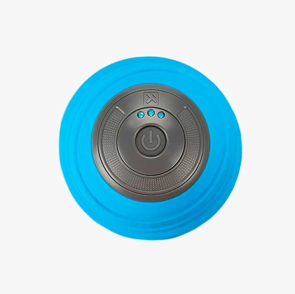 a blue foam roller