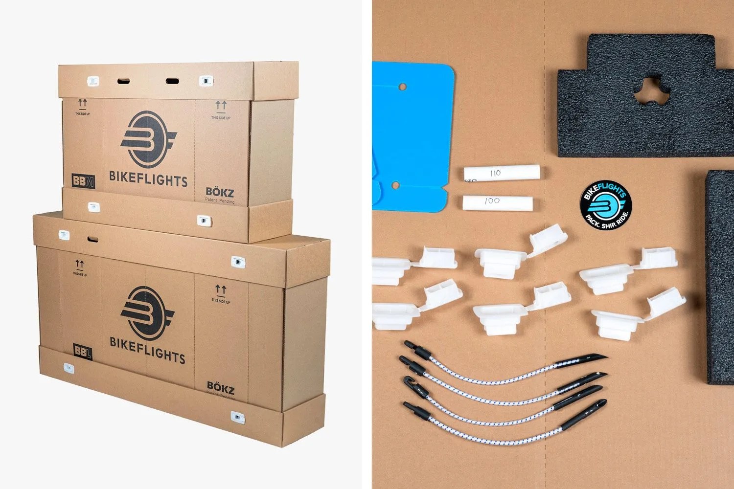 boxes and small clips and bungees