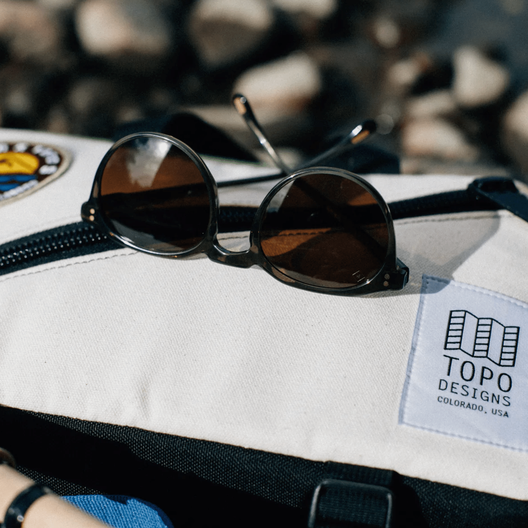 sunglasses on a bag