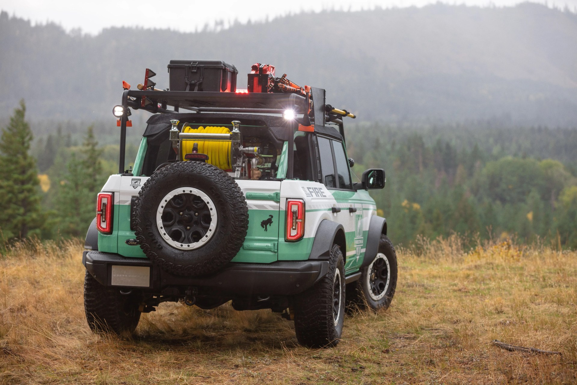 ford bronco® brand and filson, the rugged outdoor outfitter, join forces to celebrate wildland firefighters and support the national forest foundation, unveiling the bronco filson wildland fire rig concept and limited edition outdoor gear to help fund reforestation and forest preservation