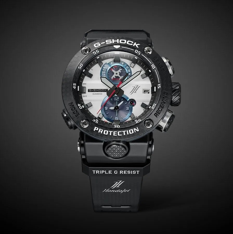 casio g shock watch on black background