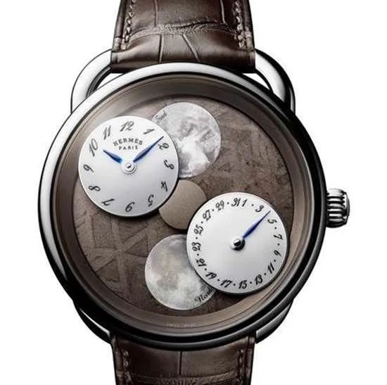 hermes arceau l’heure de la lune featuring new york meteorite