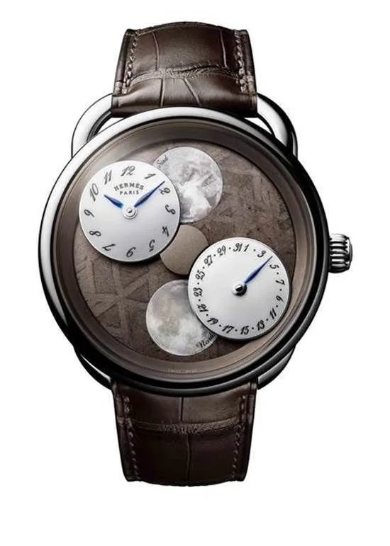 hermes arceau l’heure de la lune featuring new york meteorite