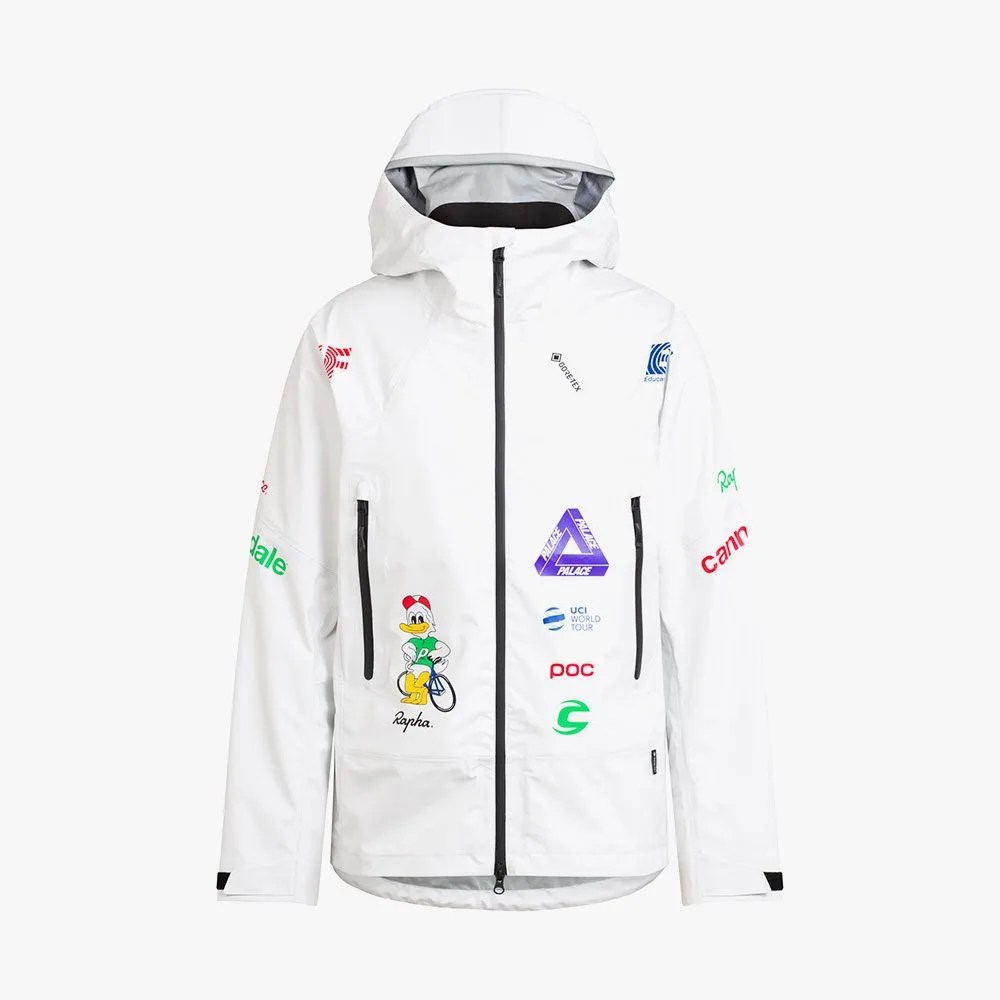 a white rain jacket