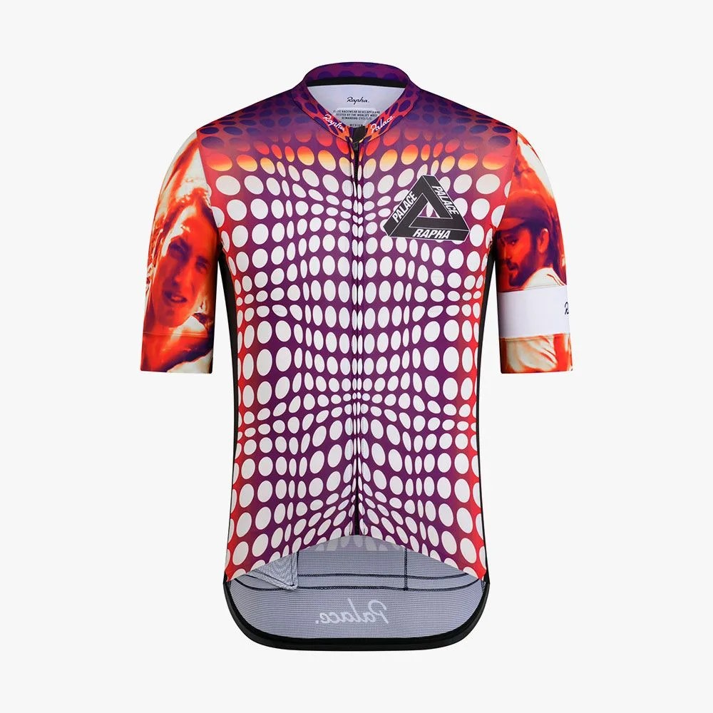 a colorful race jersey