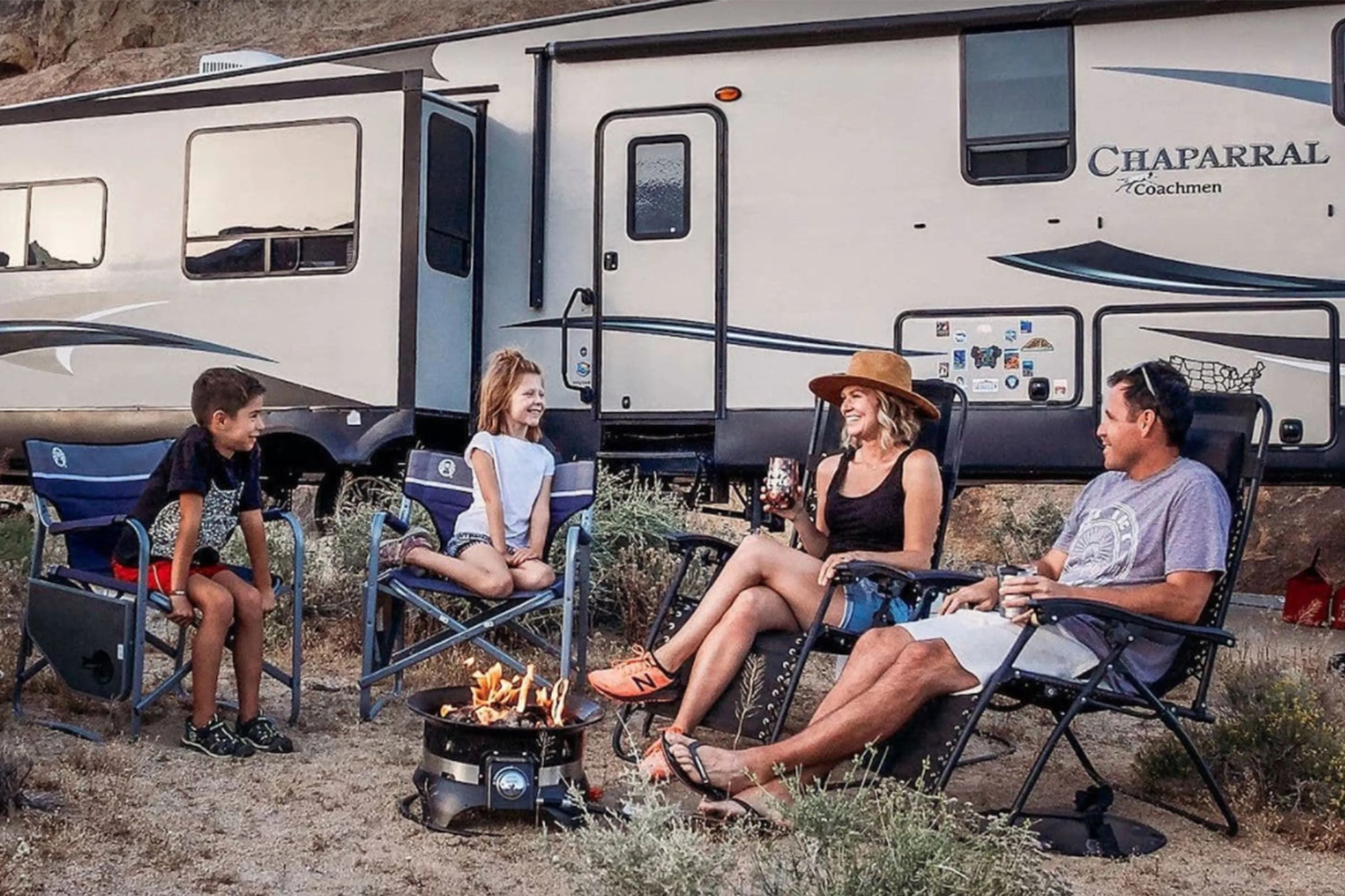rv share renters at a campsite