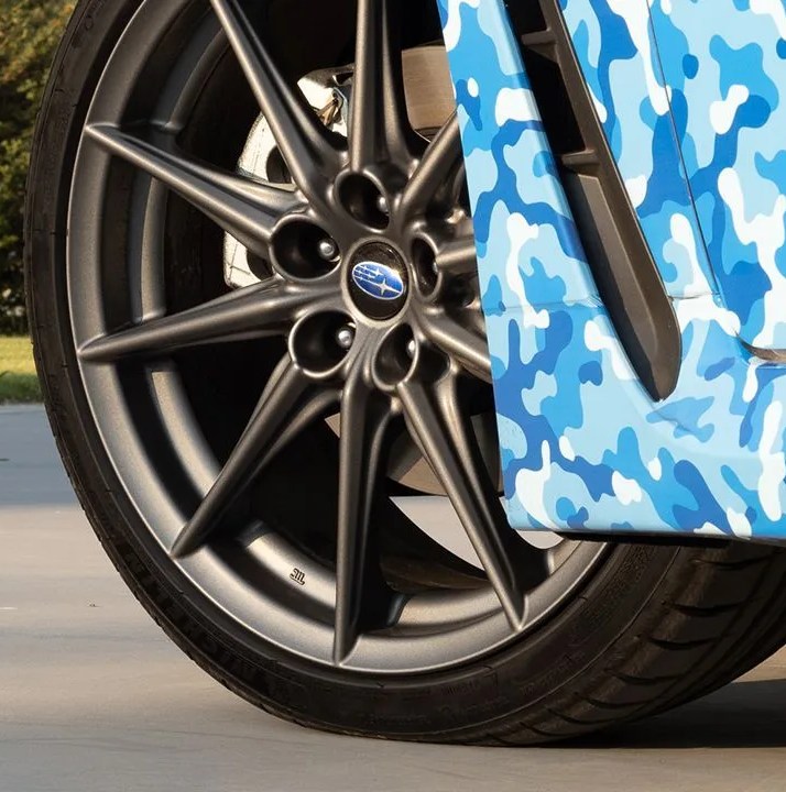 subaru brz front wheel with camouflaged body panel