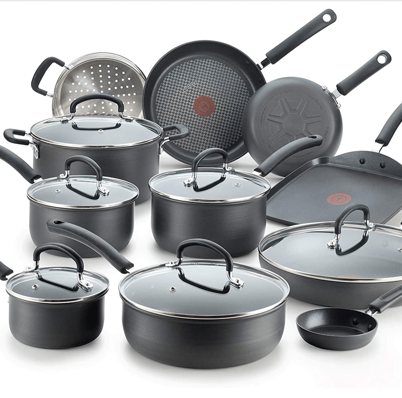 t fal ultimate hard anodized nonstick 17 piece cookware set