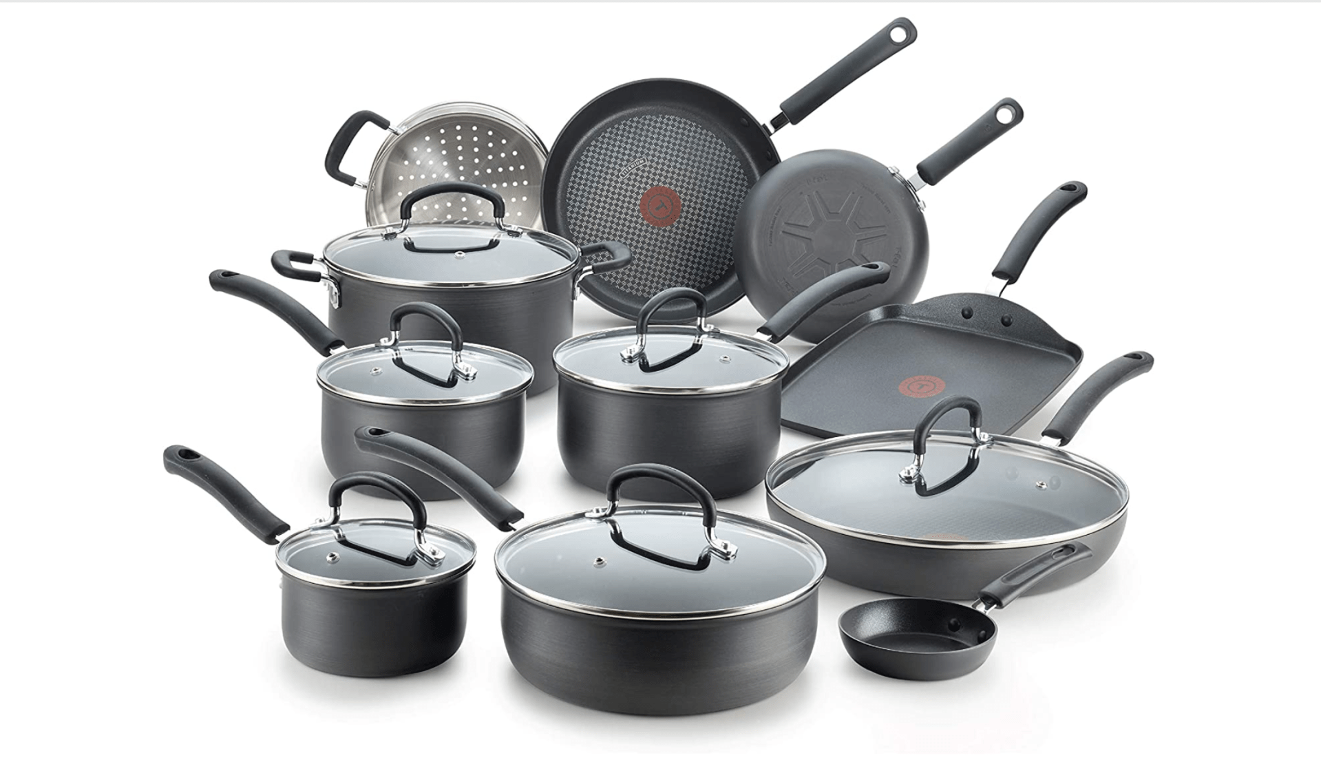 t fal ultimate hard anodized nonstick 17 piece cookware set
