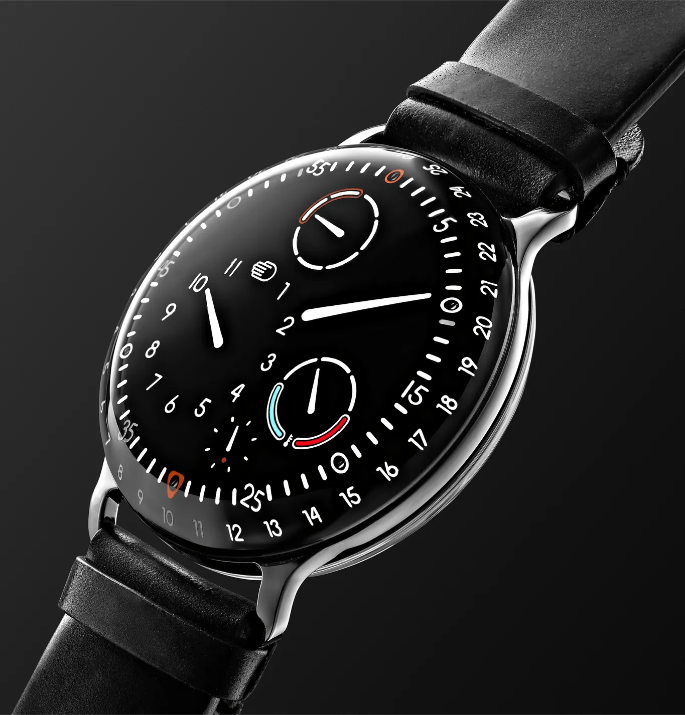 avant-garde watch with modern font