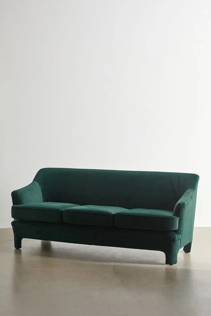 green velvet sofa