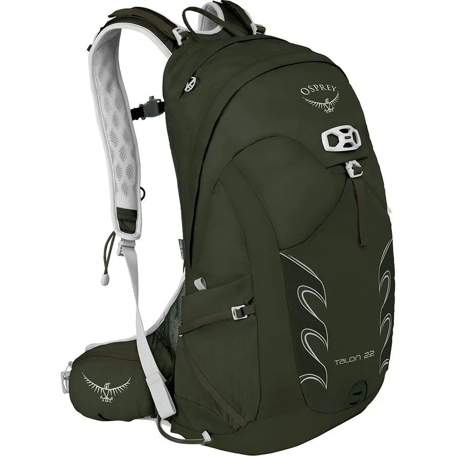 a green hiking backpack