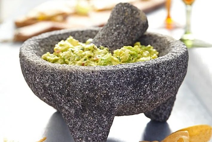 molcajete filled with guacamole