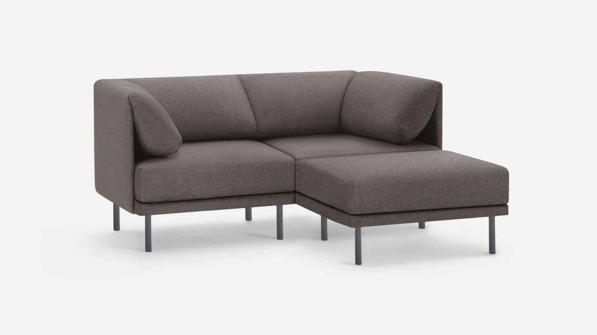 two seat sofa with ottoman in gray