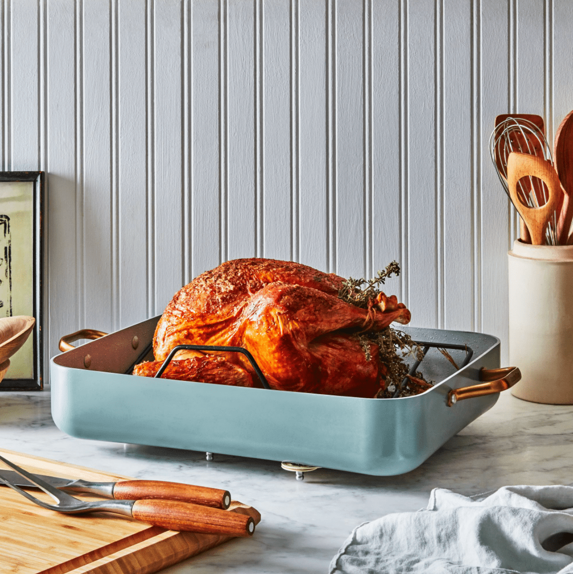 turkey in roasting pan