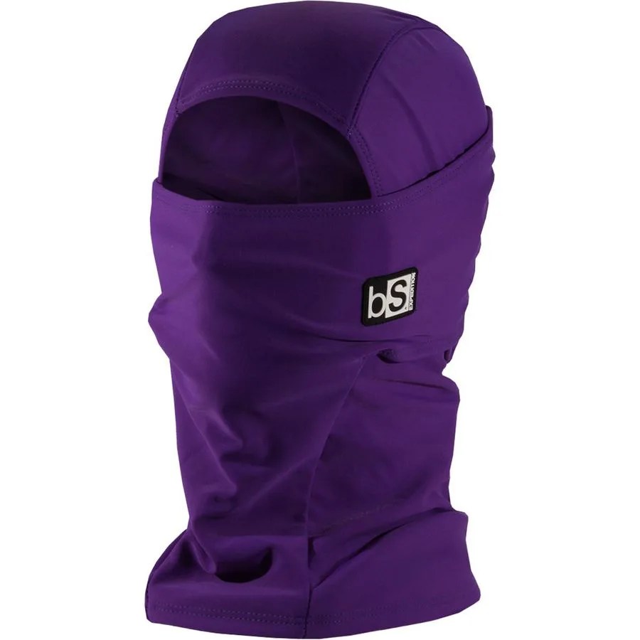 a purple balaclava