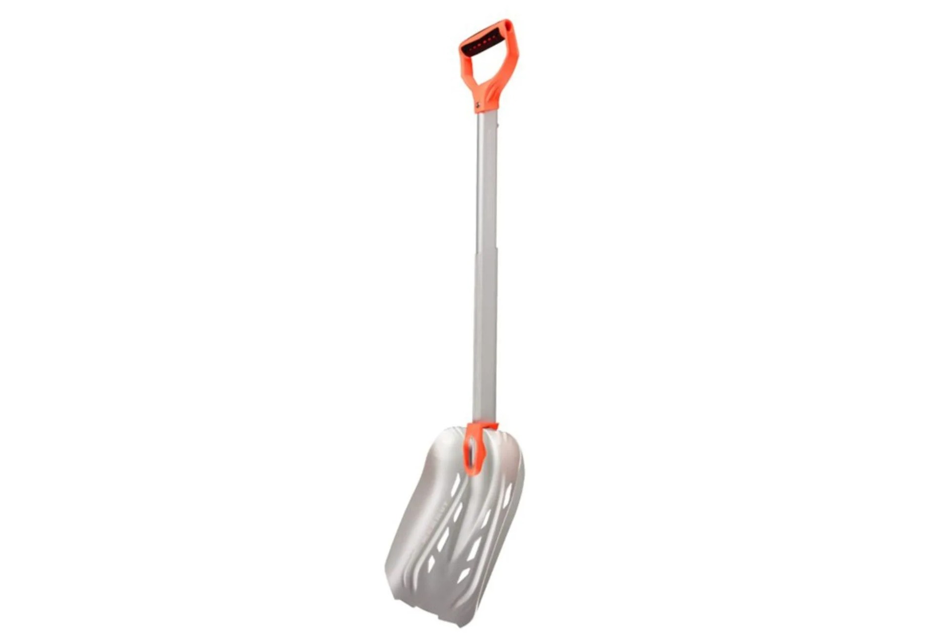 a silver collapsible shovel