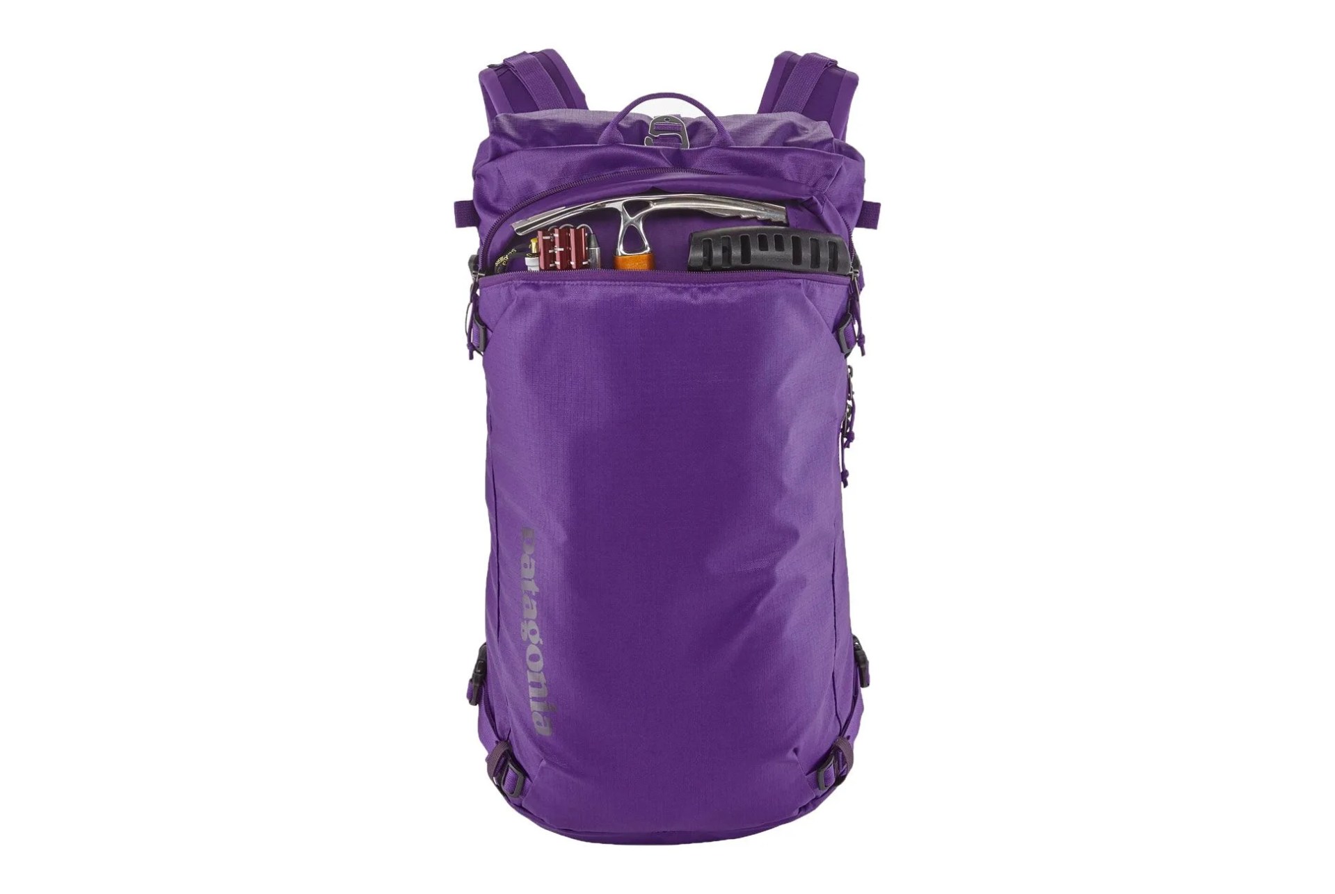 a purple ski backpack