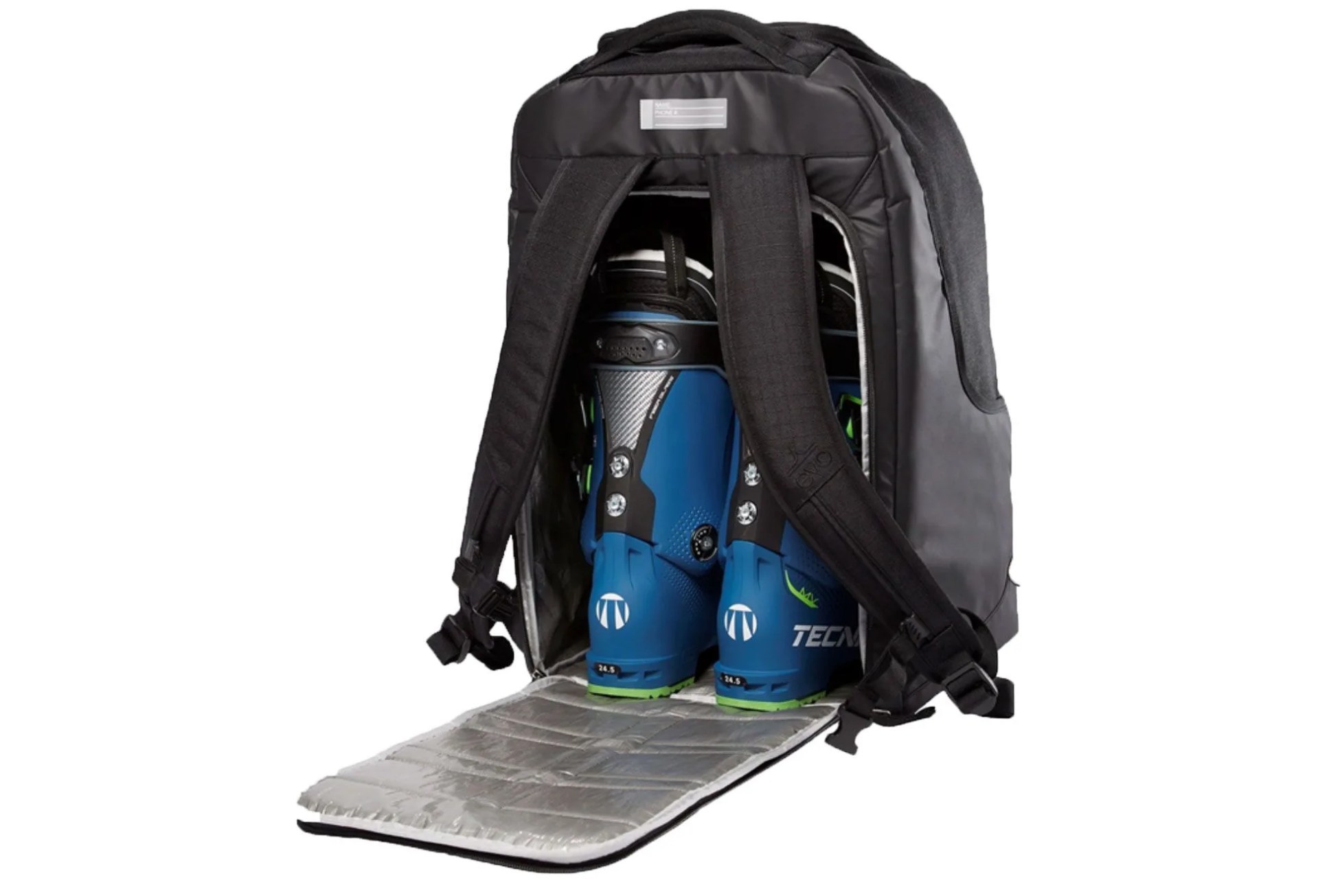 a black ski boot bag