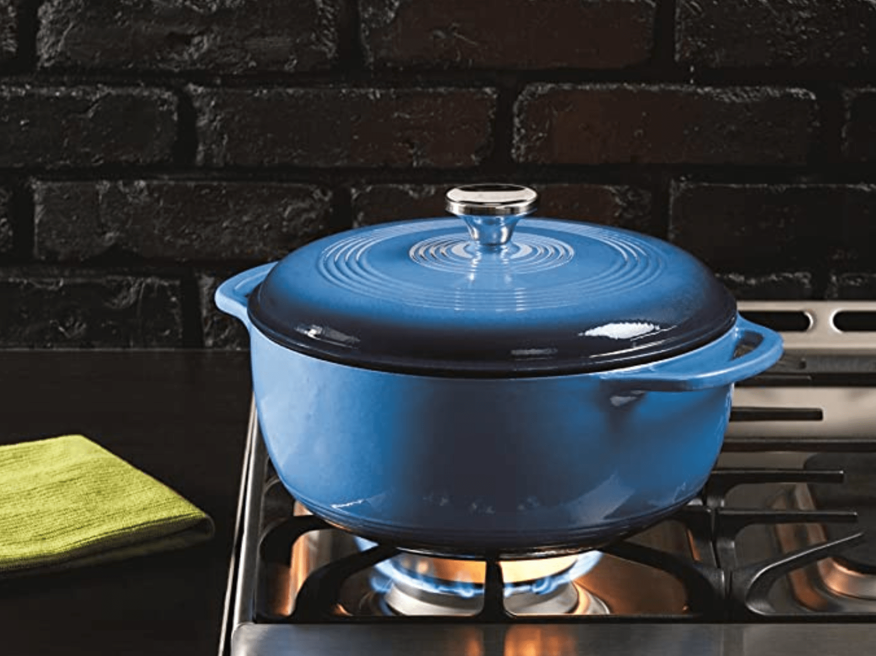 a blue dutch oven
