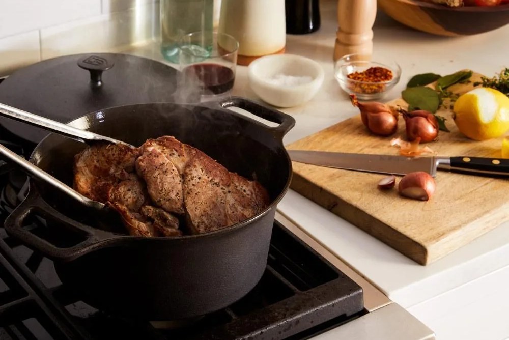 milk braised pork with mustard greens