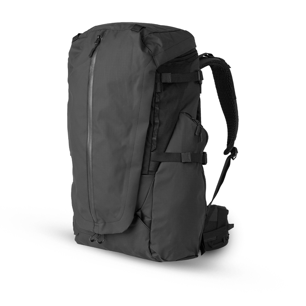 a black hiking backpack