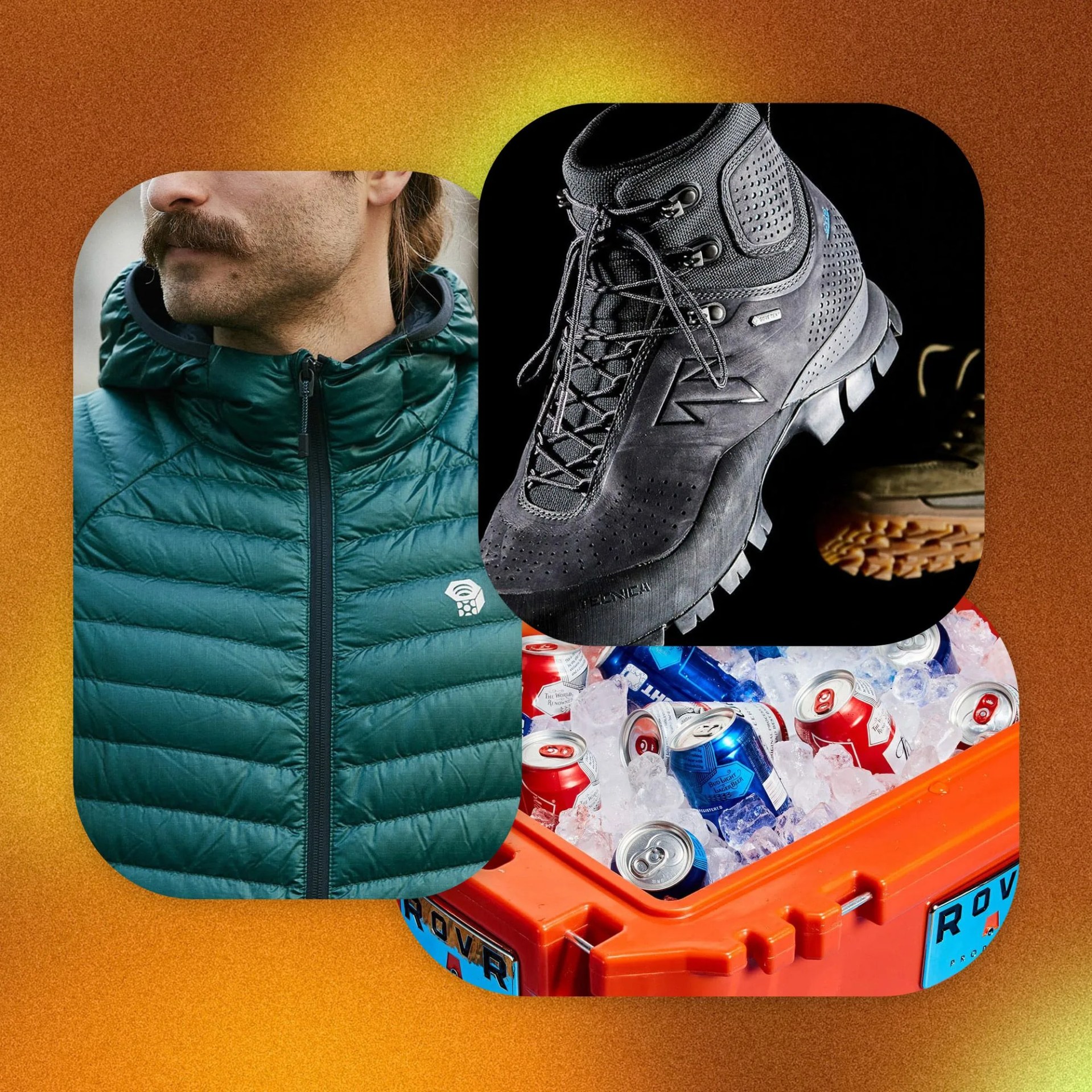 a collage of outdoor gear