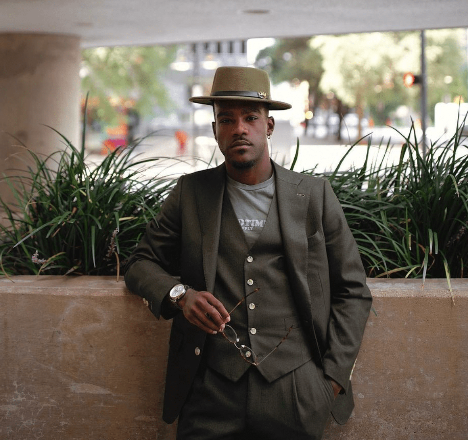 a model wearing a suit