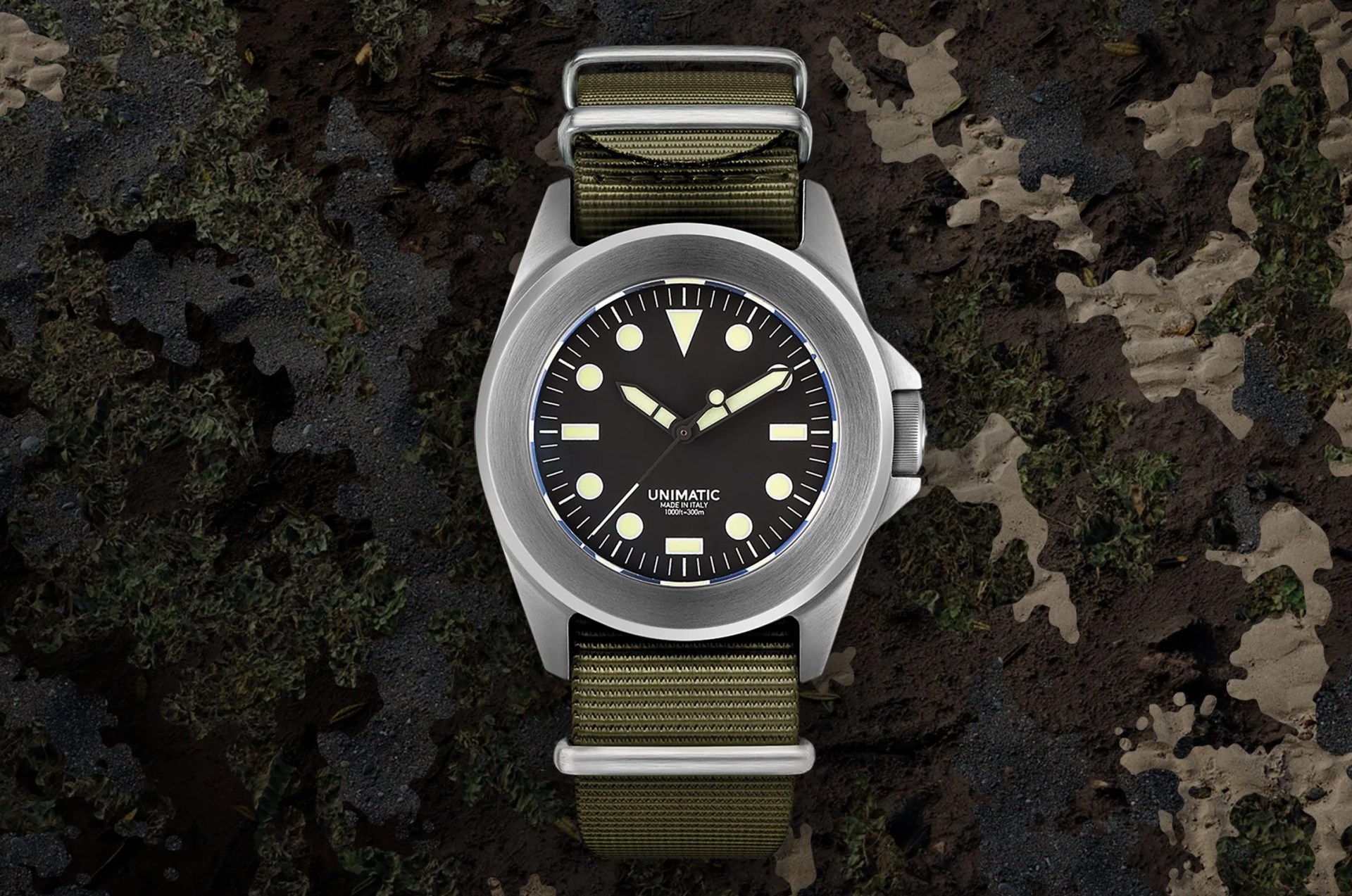 steel watch on nylon strap