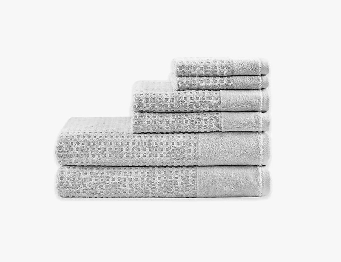 madison park 6piece waffle cotton bath towel set in grey
