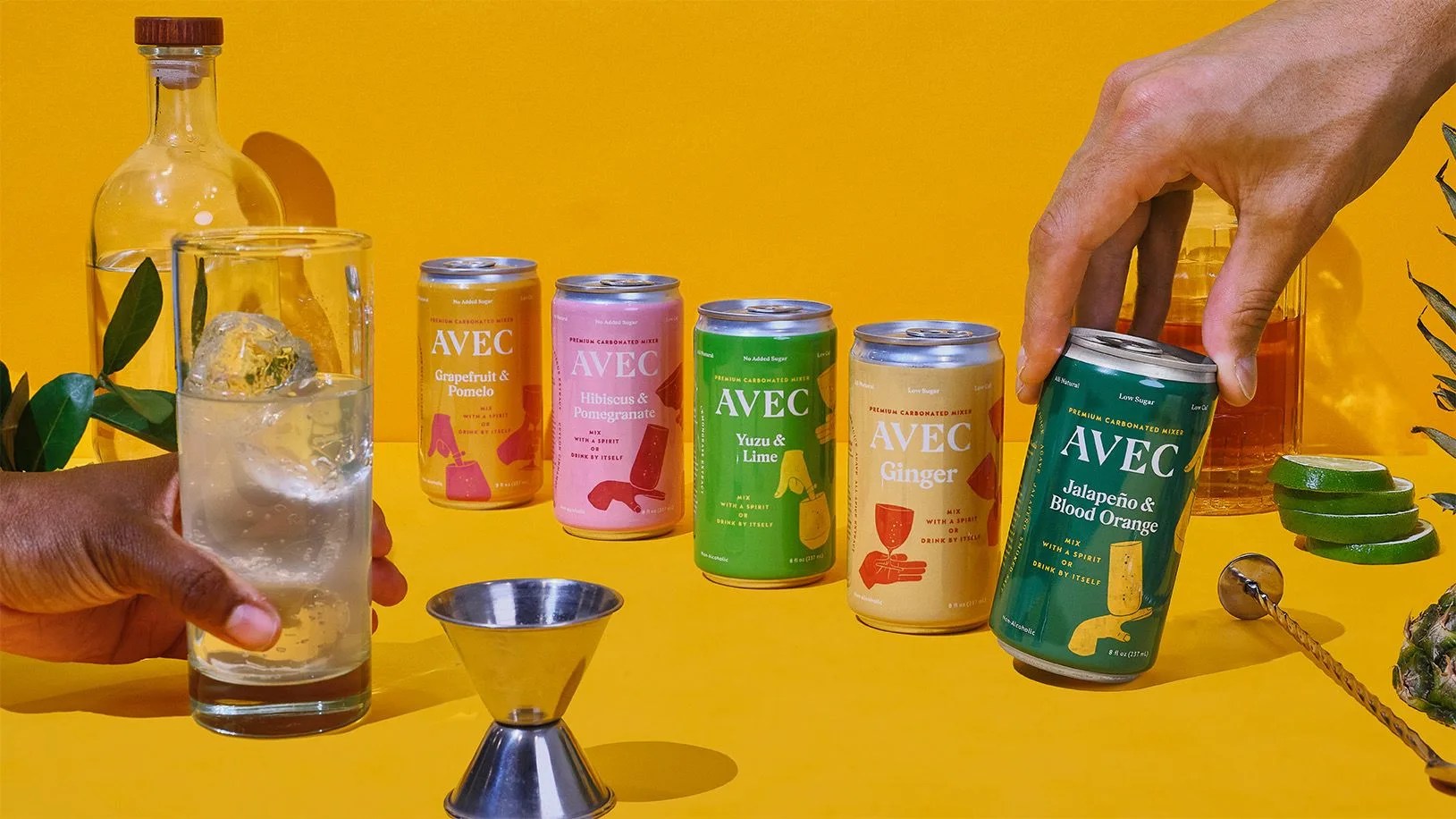 cans of soda and glass