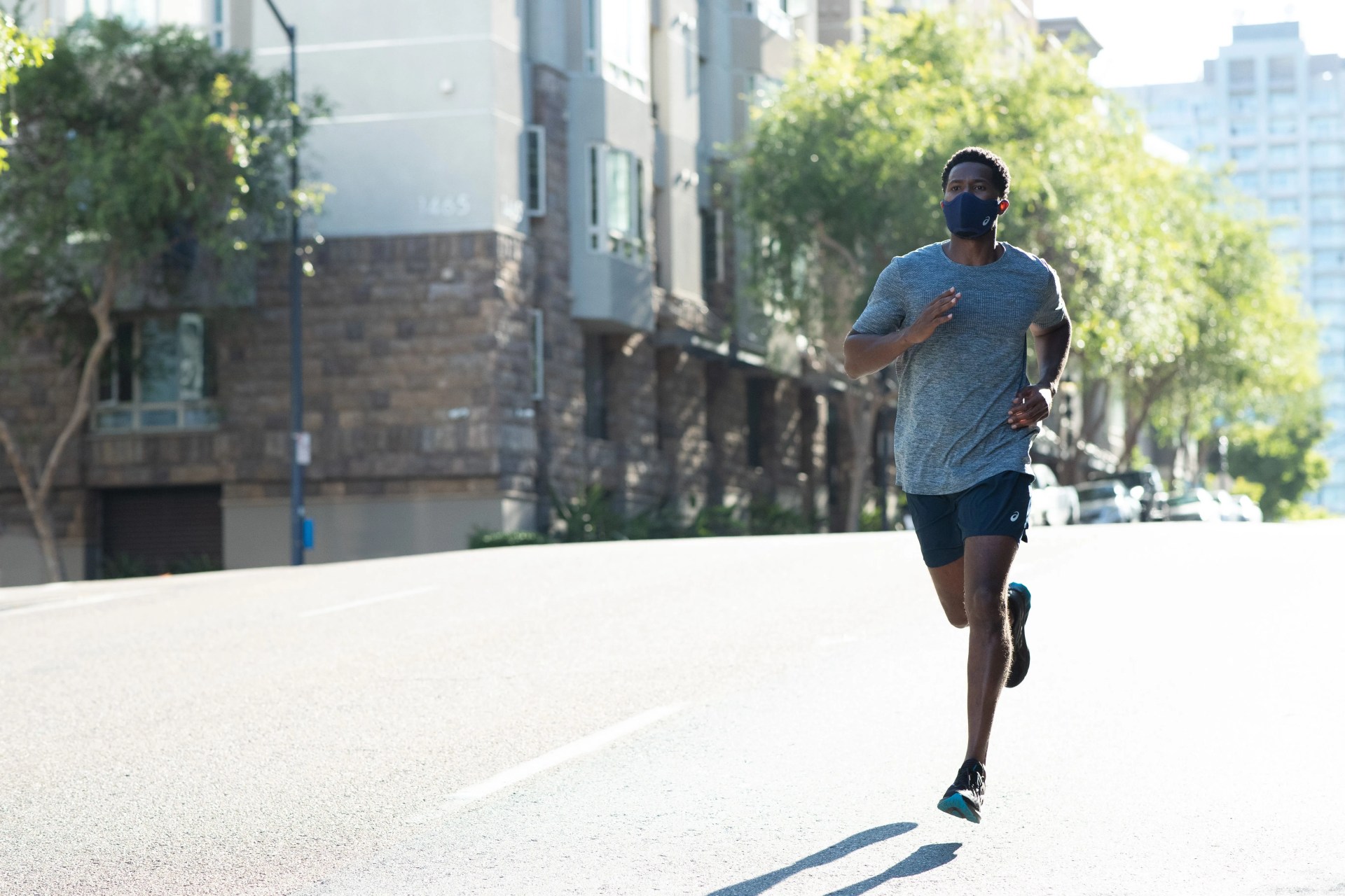a runner wearing a face mask