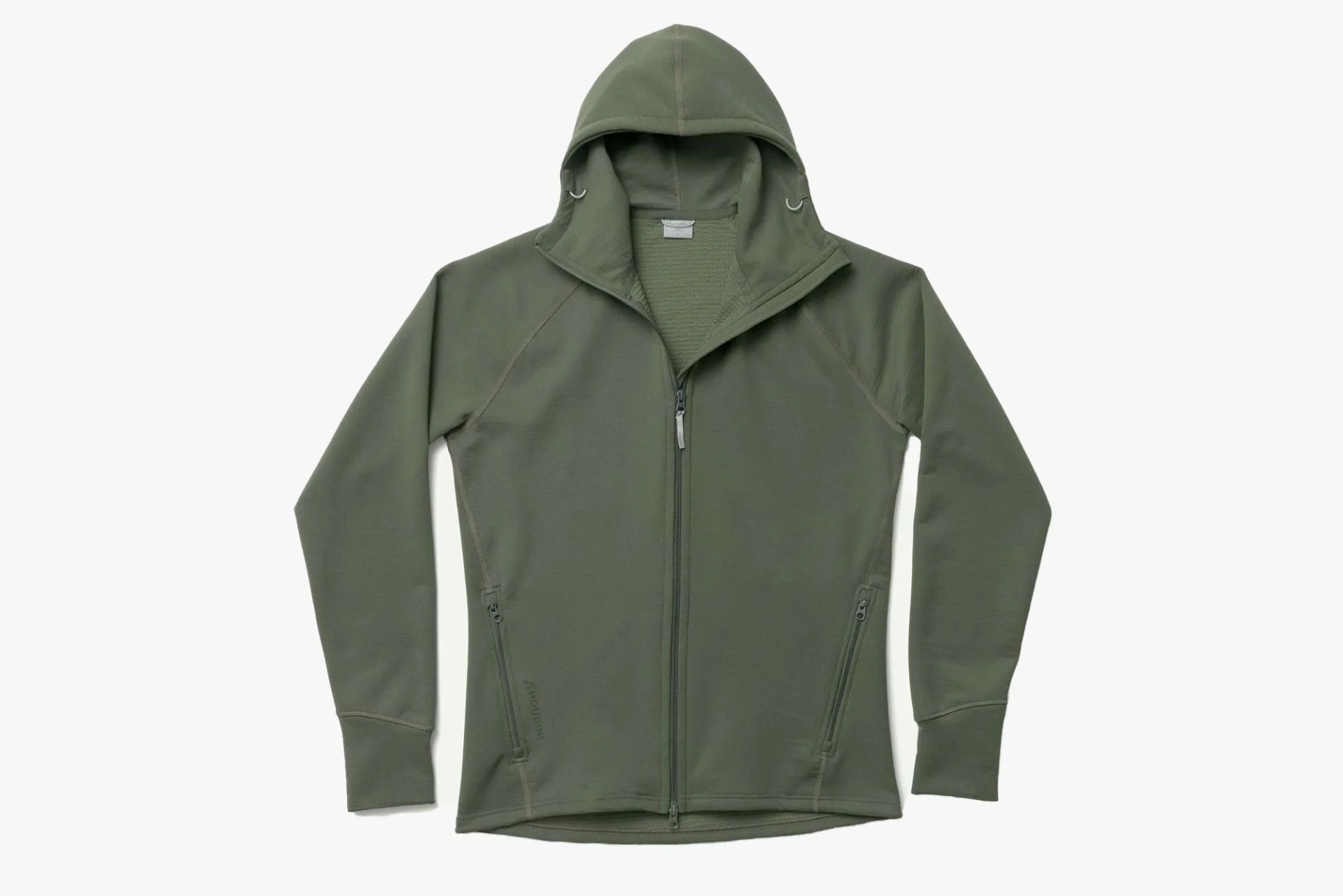 a green fleece hoodie