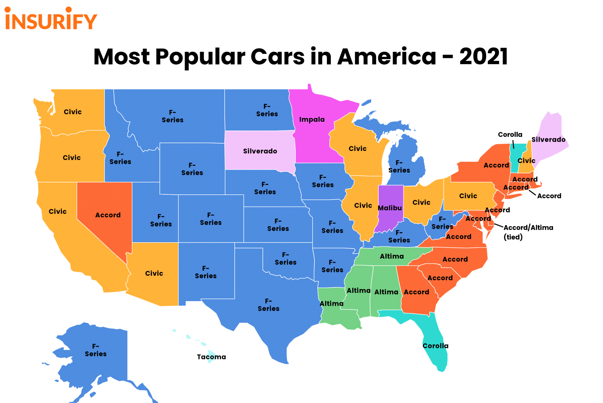 insurify popular cars map