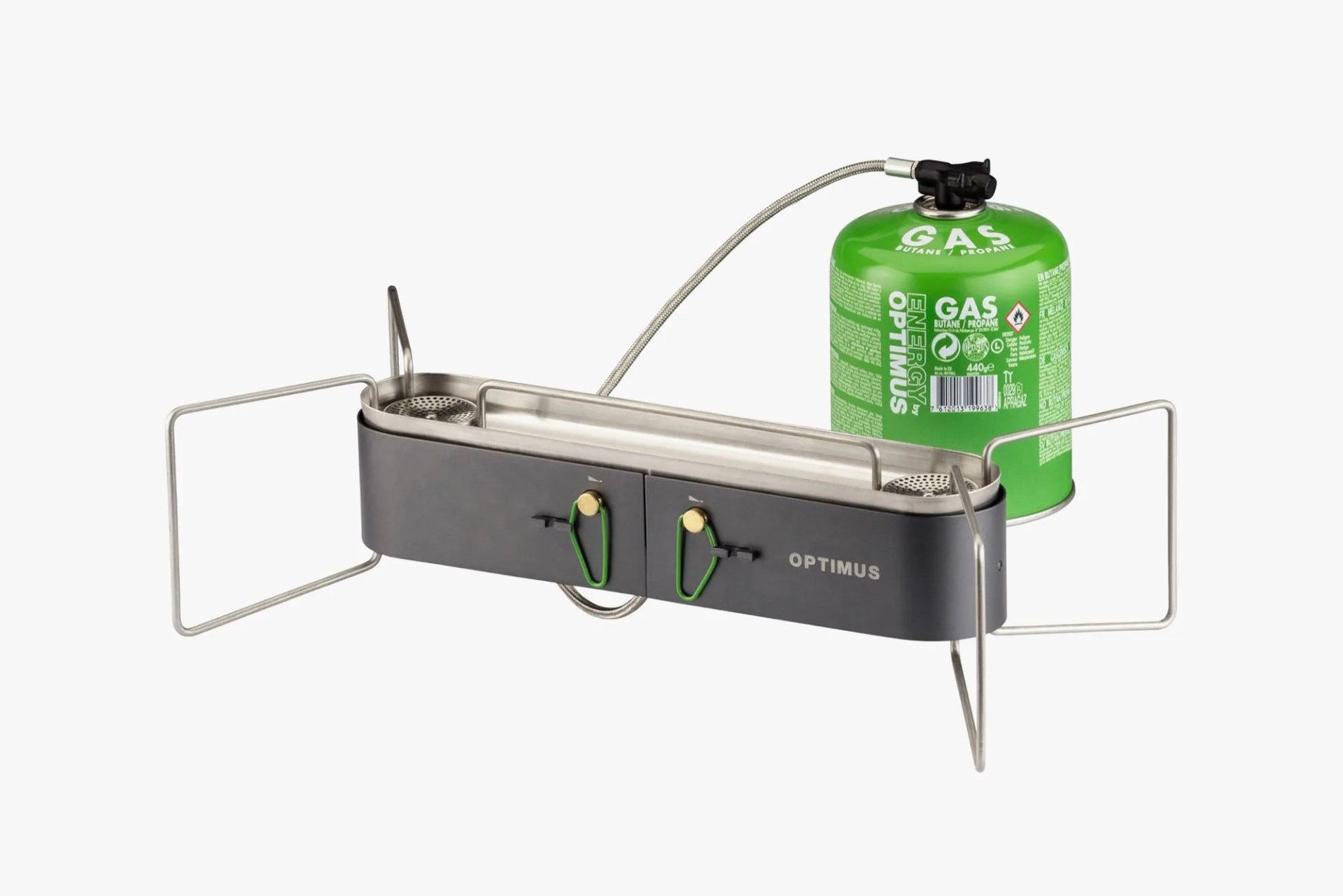 a gray camping stove