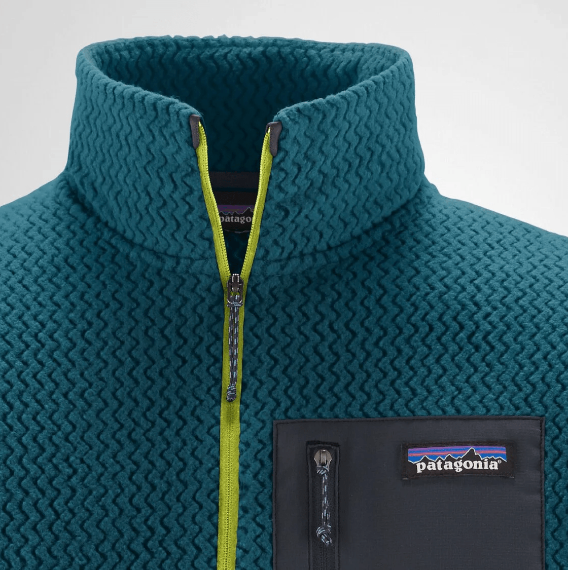 a teal patagonia technical fleece
