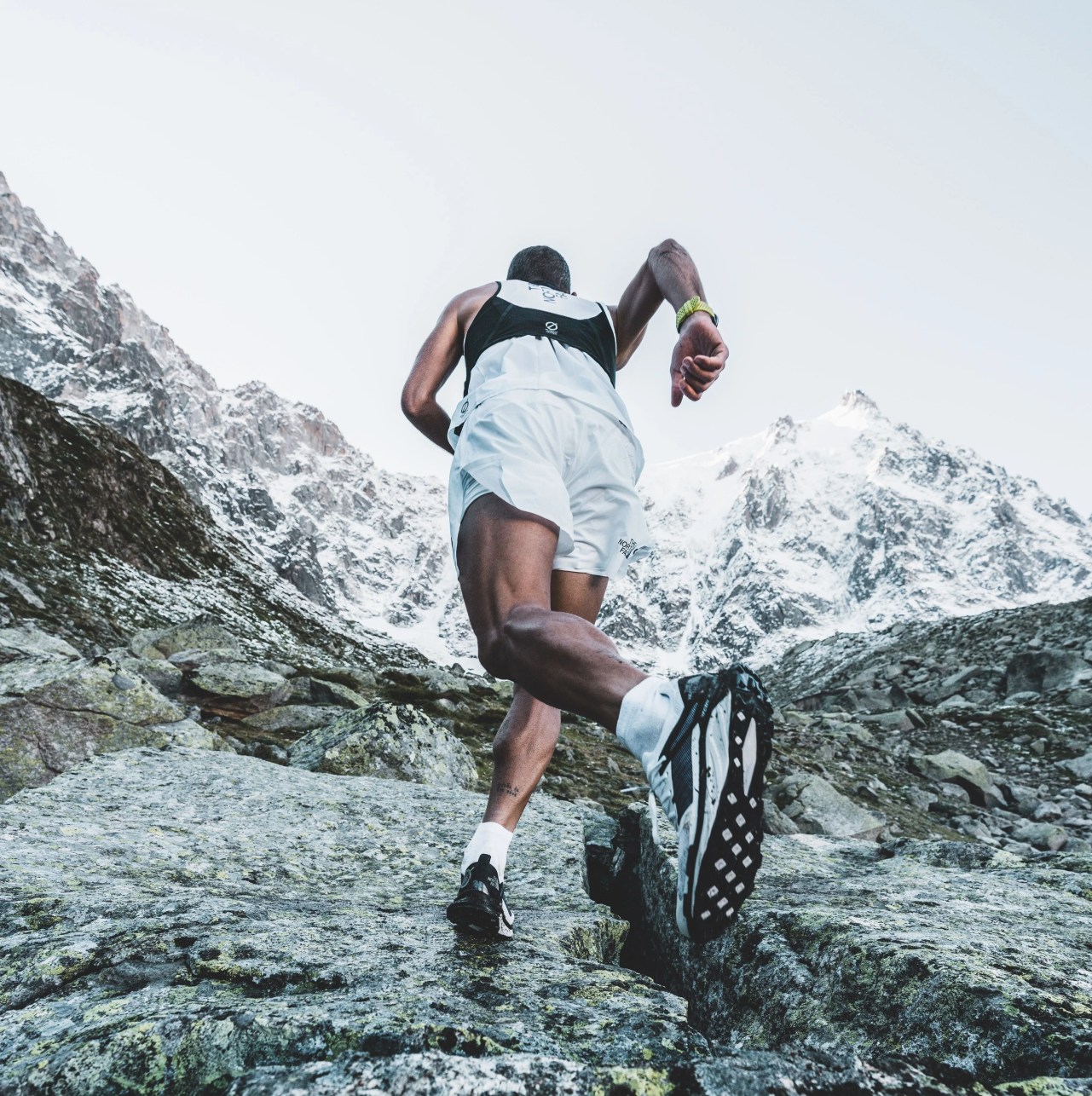 shooting with pau capel and fernanda maciel after the breaking 20 utmb record, plan de l'aiguille, altitude 2300m, chamonix, august 2020
