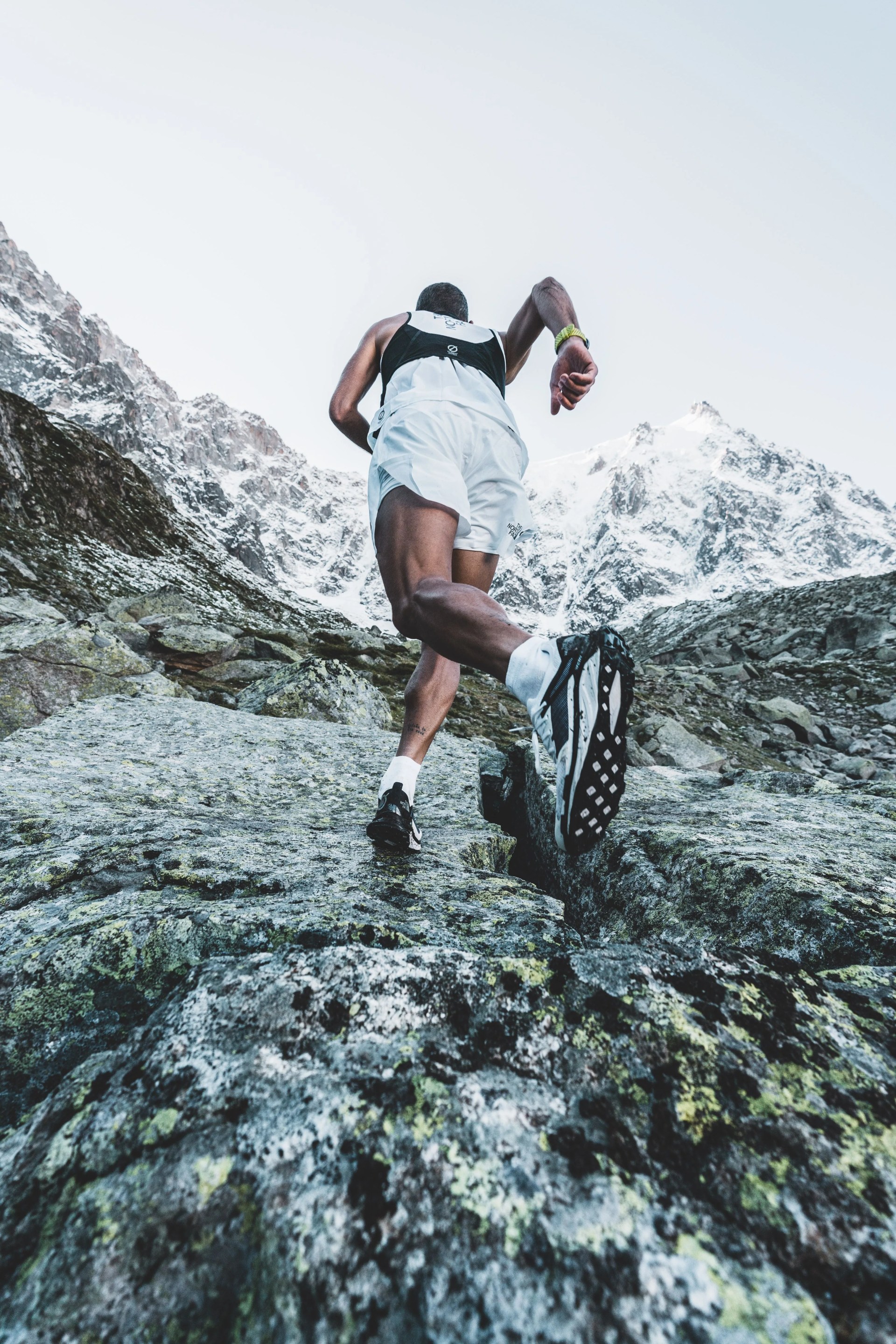 shooting with pau capel and fernanda maciel after the breaking 20 utmb record, plan de l'aiguille, altitude 2300m, chamonix, august 2020