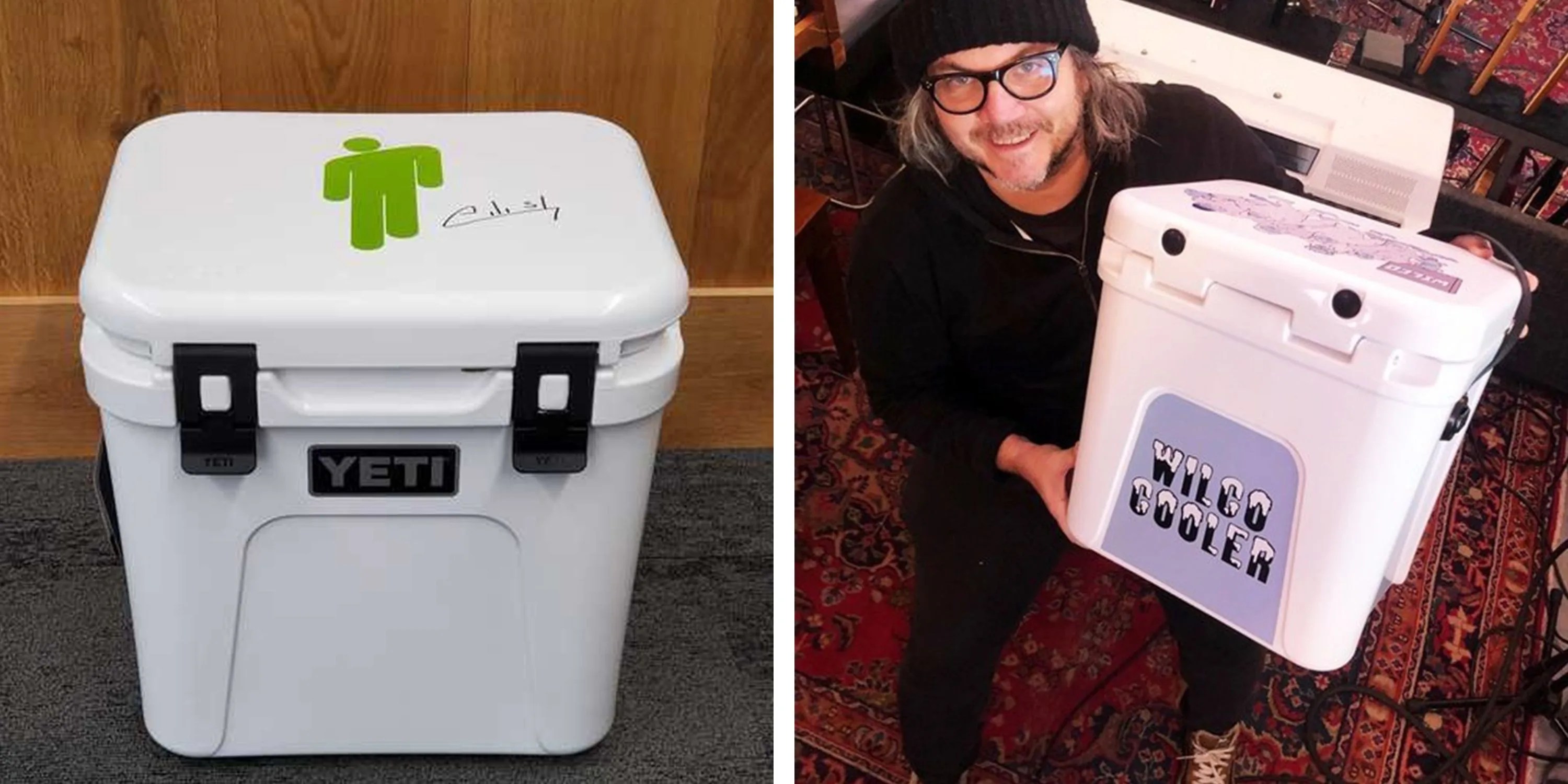 yeti coolers decorated by musicians