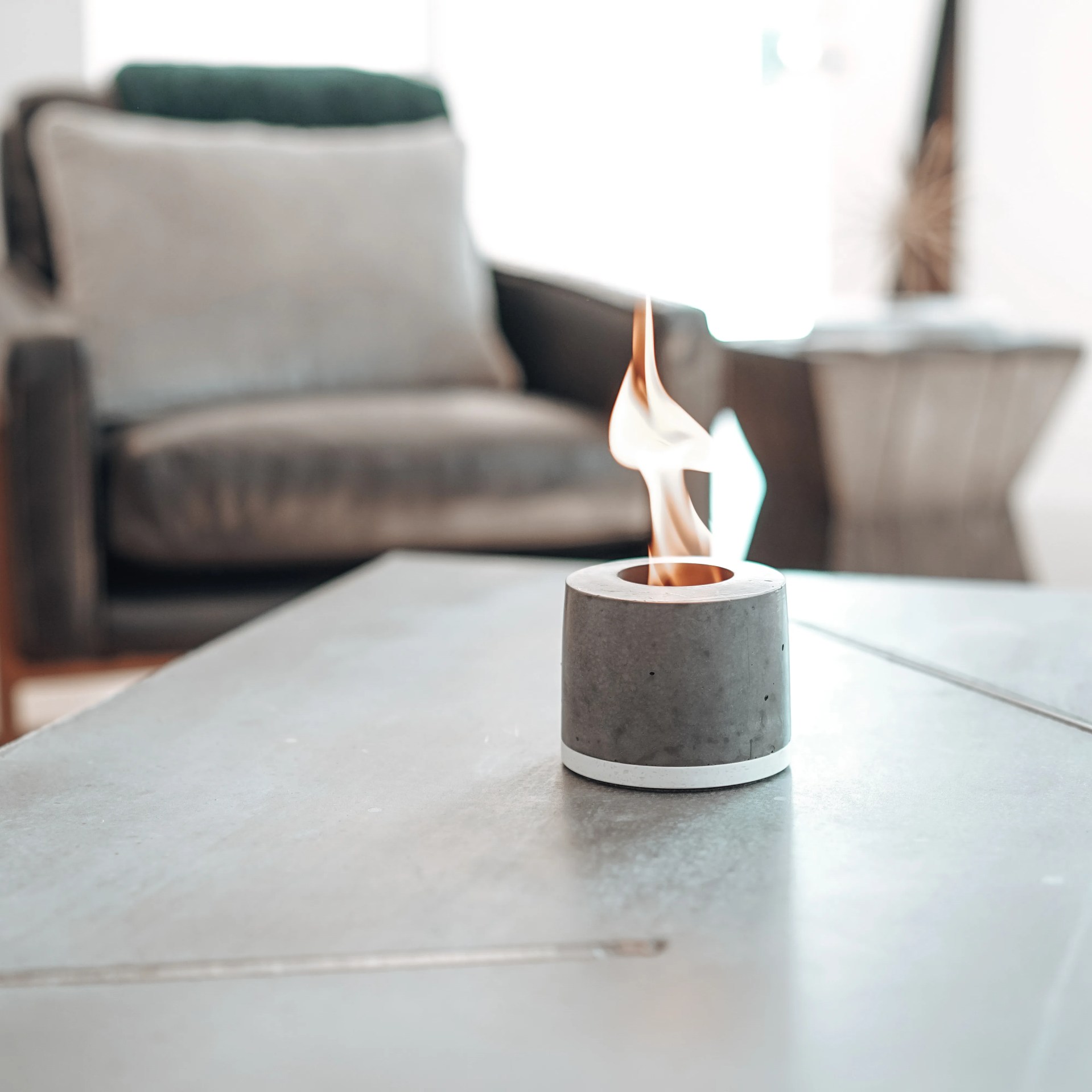 An indoor fire pit