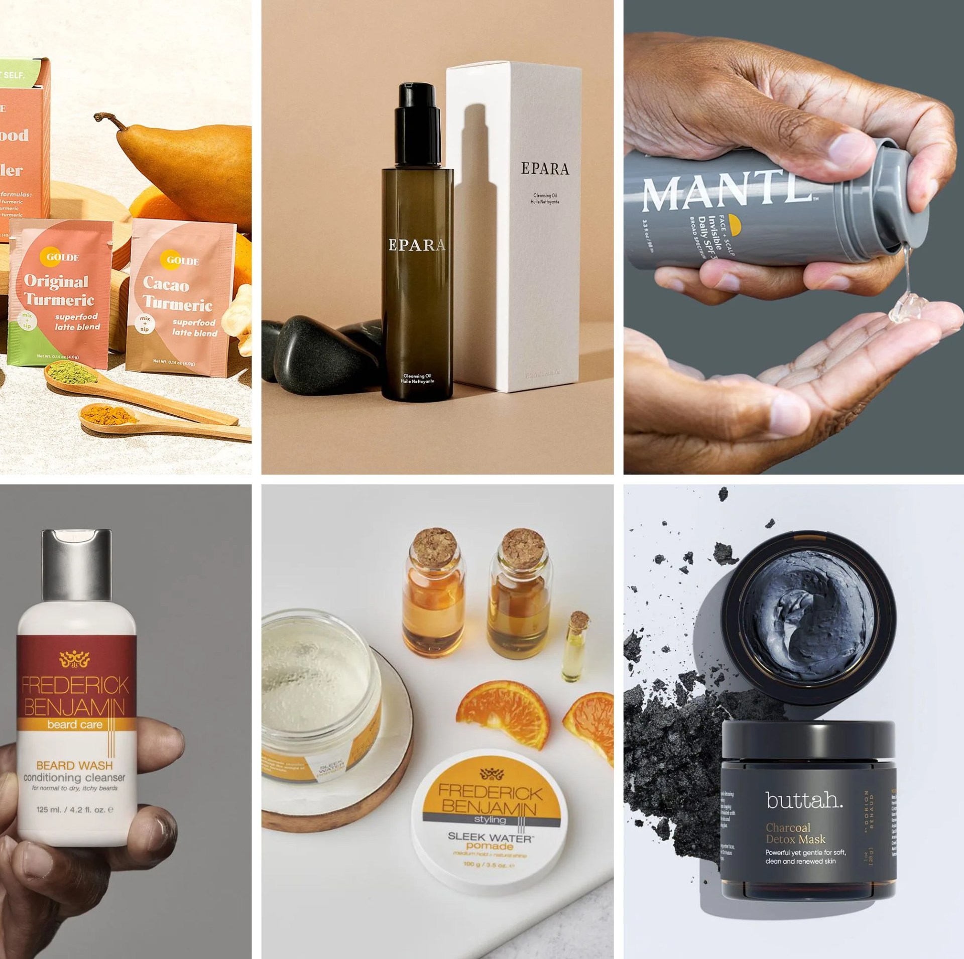 men beauty products from superfood, epara, mantl, ceylon, frederick benjamin, buttah, fenty