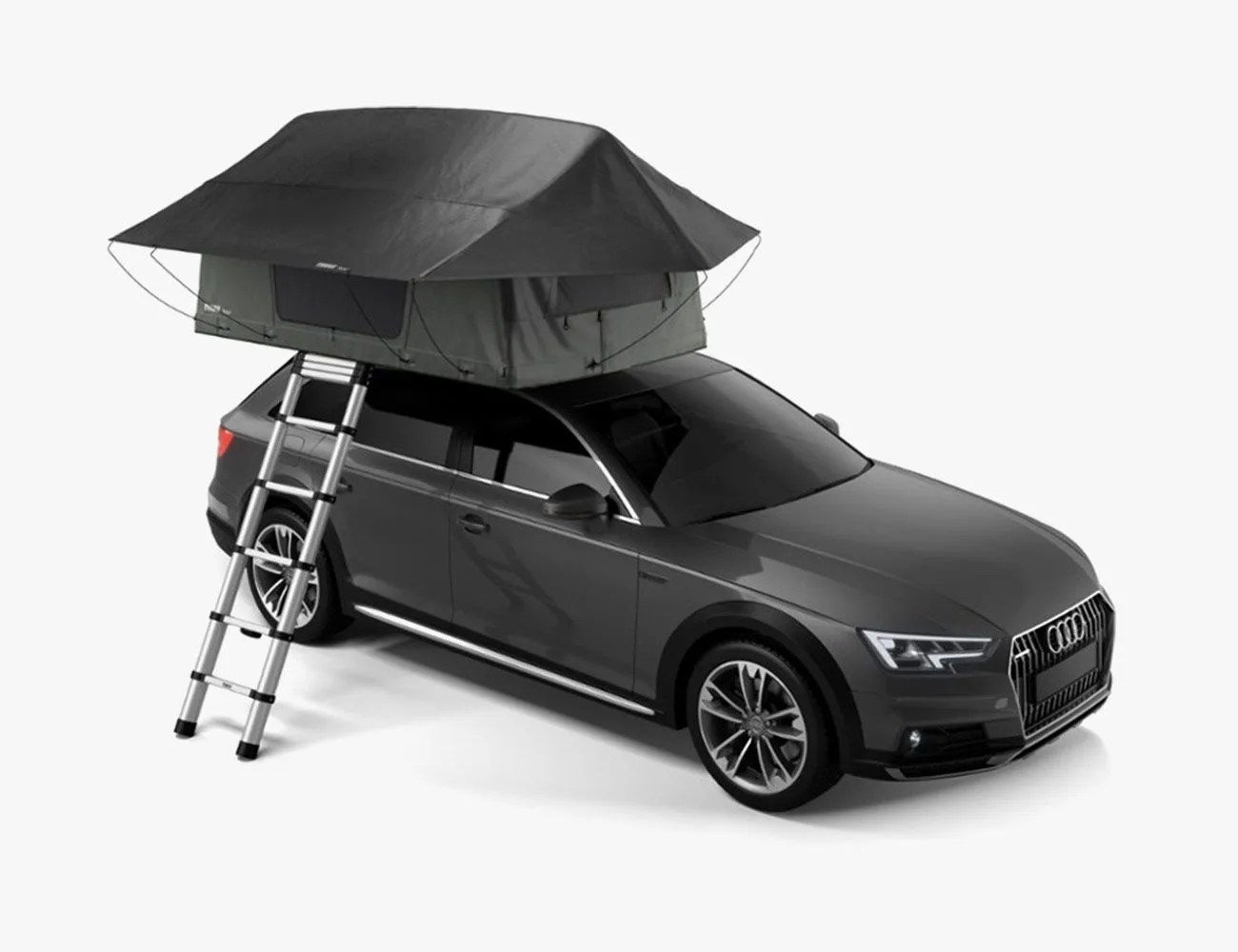thule tepui foothill tent perched on top of black car