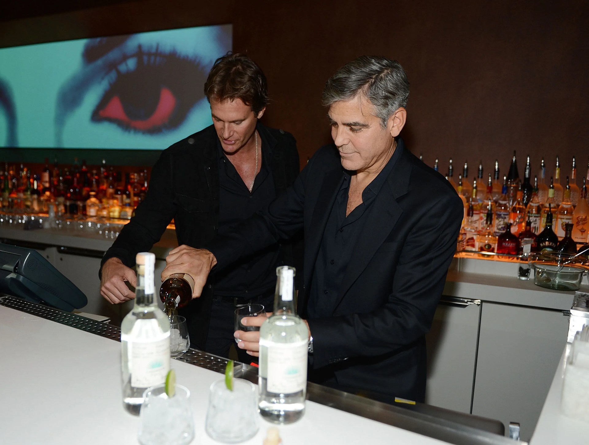 casamigos tequila founders george clooney, rande gerber and partner mike meldman celebrate the launch of casamigos at andrea's
