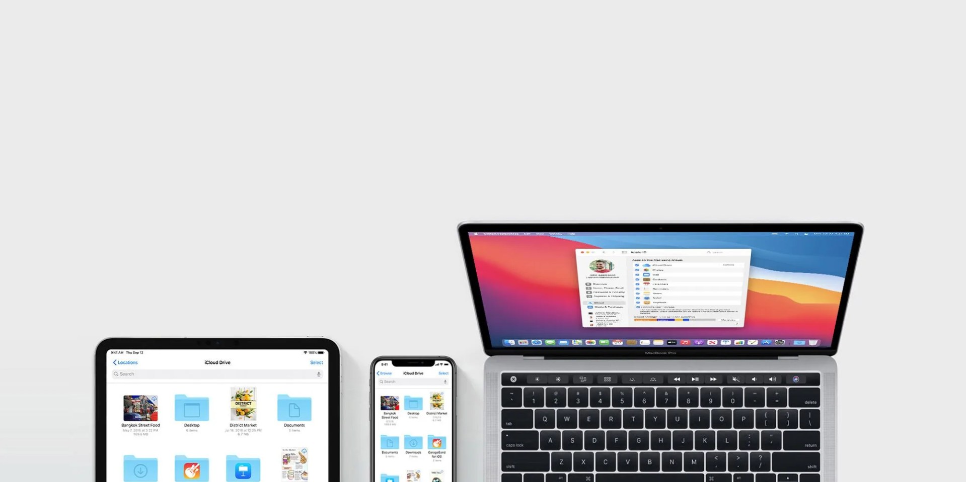 icloud on ipad, iphone, and macbook