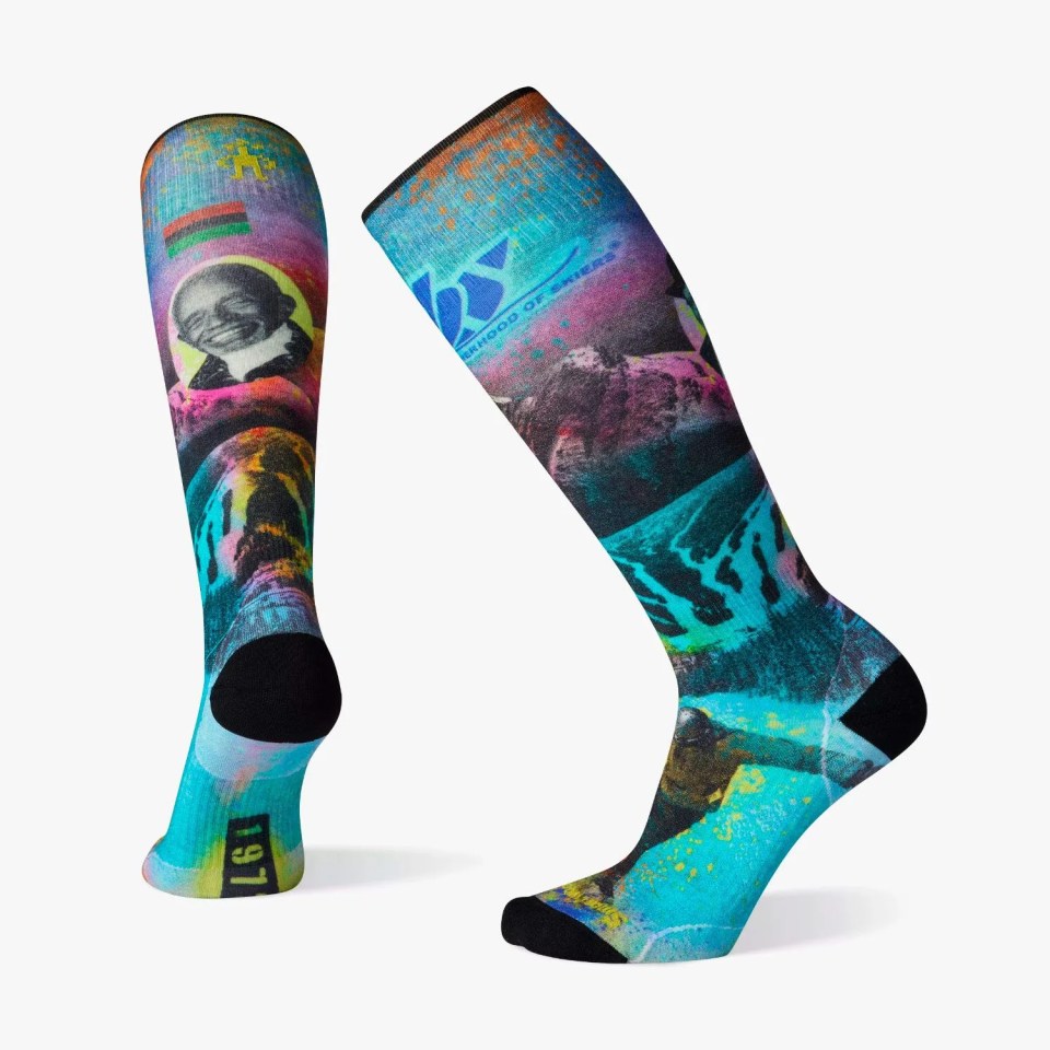a colorful ski sock