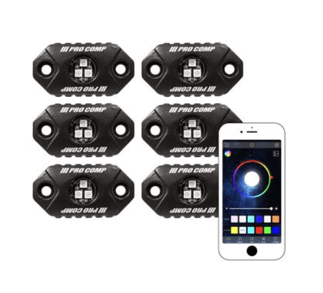 pro comp rgb 6 led 9w rock light kit