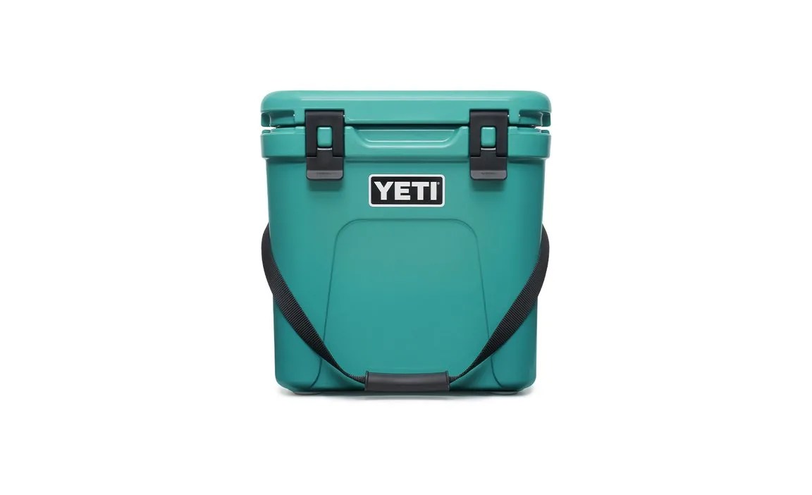 a teal hard sided cooler
